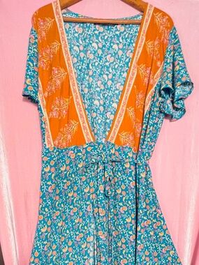 Flowing and Floral surplice wrap dress